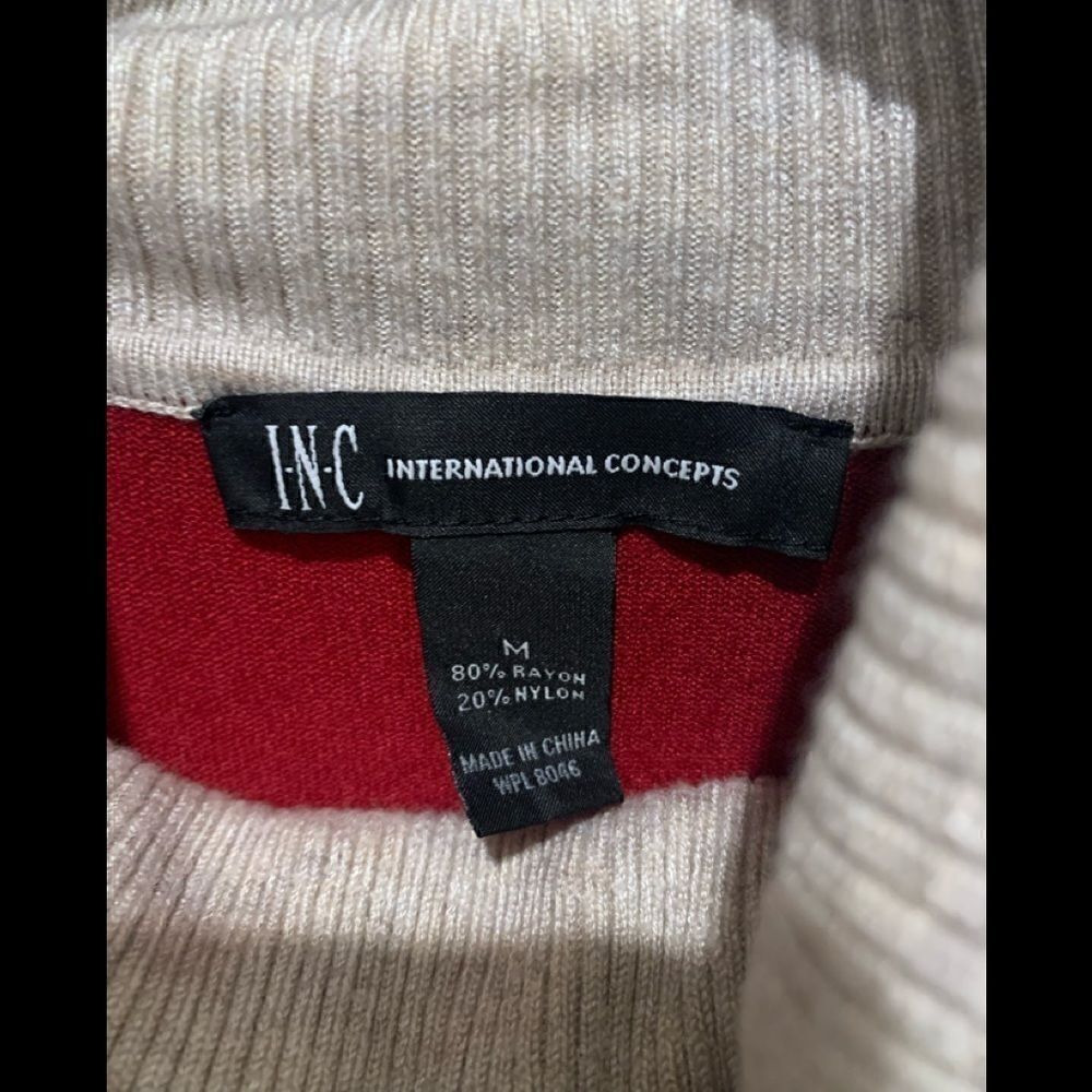 INC International Concepts Neo Boho Color block M Turtleneck Sleeveless Sweater - Picture 3 of 4